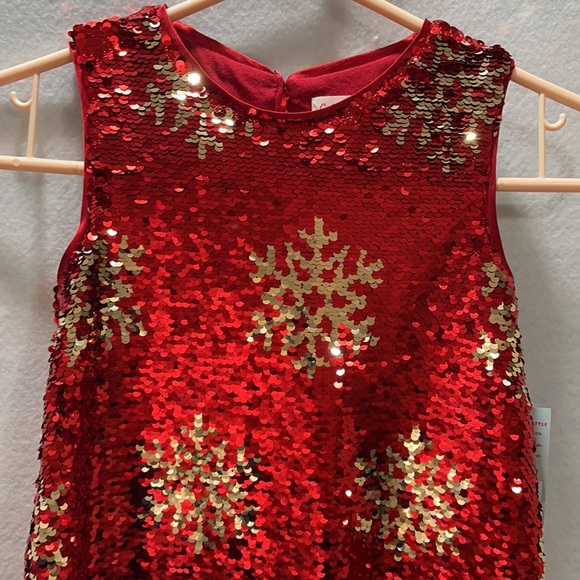 Cat & Jack Reversible Sequin Snowflake Dress - Picture 2 of 12